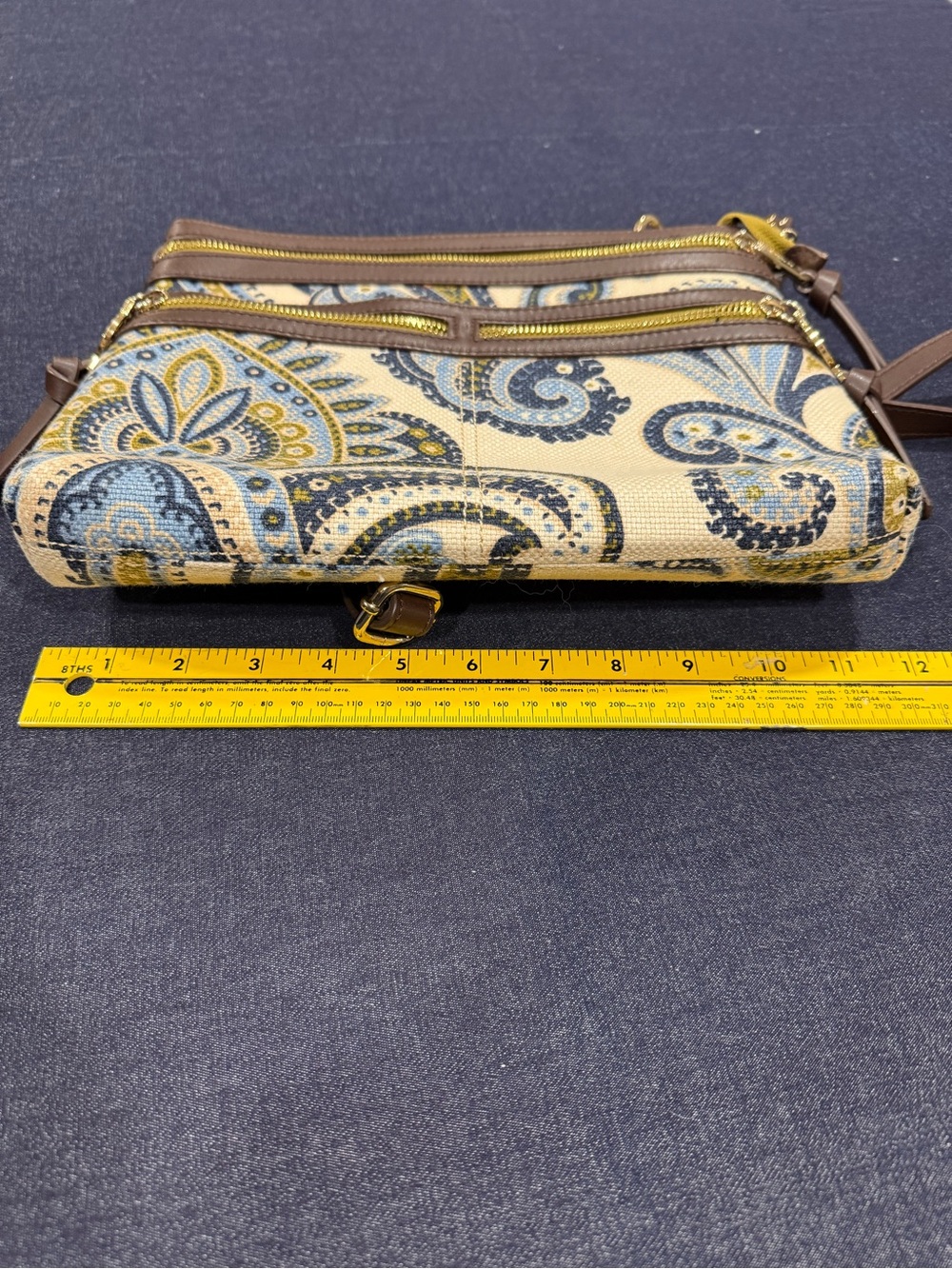 Spartina 449 Juliette Zipper Hipster in Cream, Blue & Mustard - Picture 7 of 11